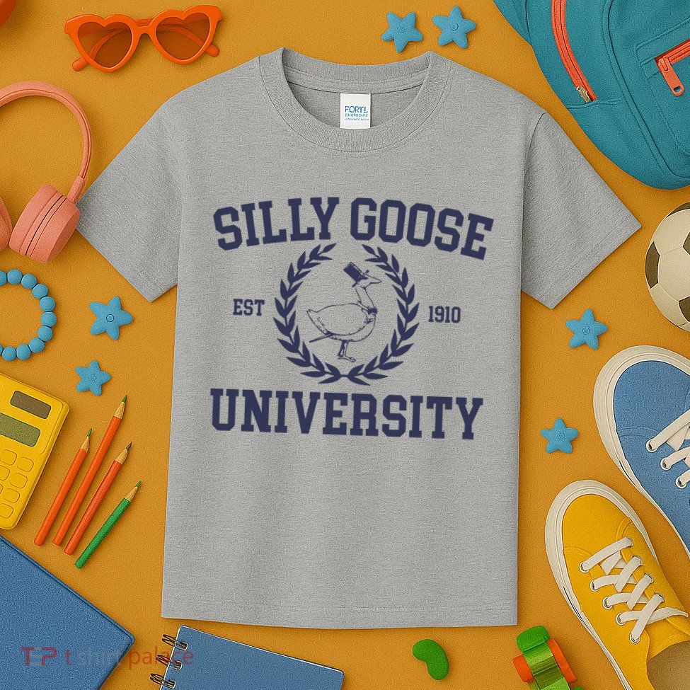Silly Goose University Funny Silly Goose Meme Bird Lover Kids T-Shirt