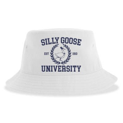 Silly Goose University Funny Silly Goose Meme Bird Lover Sustainable Bucket Hat