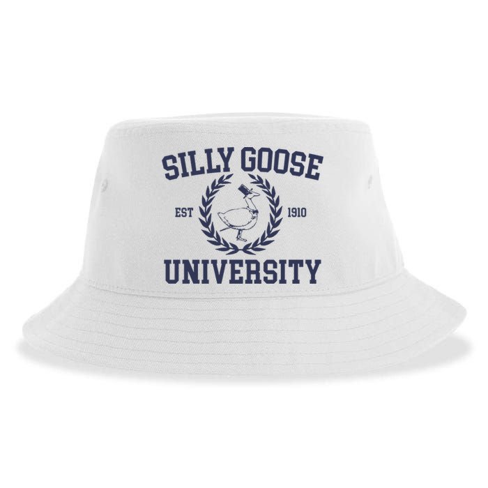 Silly Goose University Funny Silly Goose Meme Bird Lover Sustainable Bucket Hat