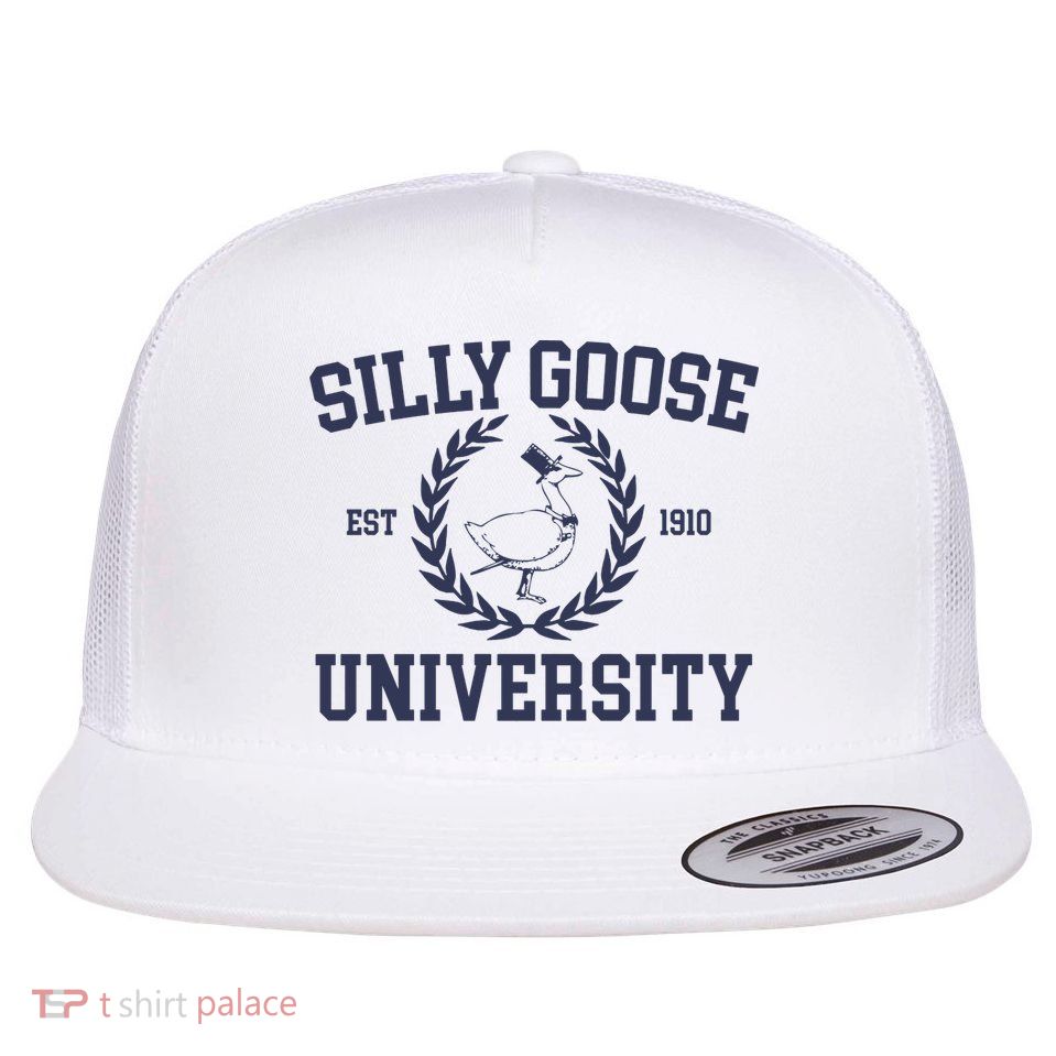 Silly Goose University Funny Silly Goose Meme Bird Lover Flatbill Hat