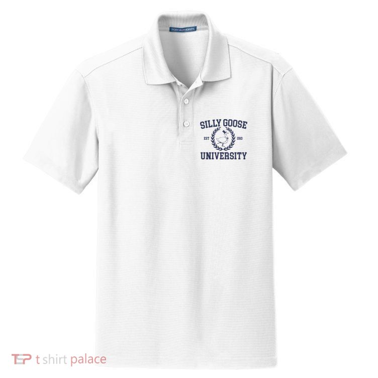 Silly Goose University Funny Silly Goose Meme Bird Lover Dry Zone Grid Polo