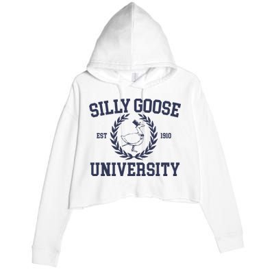 Silly Goose University Funny Silly Goose Meme Bird Lover Crop Fleece Hoodie