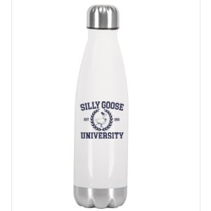 Silly Goose University Funny Silly Goose Meme Bird Lover Stainless Steel Insulated Water Bottle