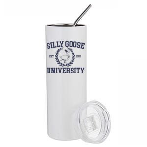 Silly Goose University Funny Silly Goose Meme Bird Lover Stainless Steel Tumbler