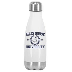 Silly Goose University Funny Silly Goose Meme Bird Lover Stainless Steel Insulated Water Bottle