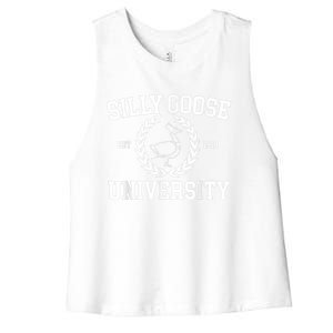 Silly Goose University Silly Goose Meme Costume Women's Racerback Cropped Tank