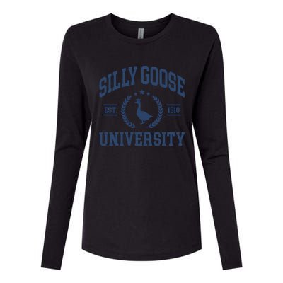 Silly Goose University Funny Goose On The Loose Funny Saying Womens Cotton Relaxed Long Sleeve T-Shirt