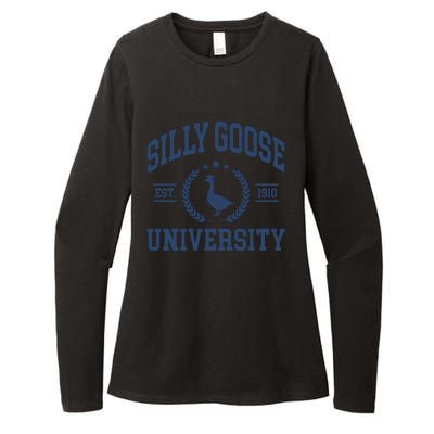 Silly Goose University Funny Goose On The Loose Funny Saying Womens CVC Long Sleeve Shirt