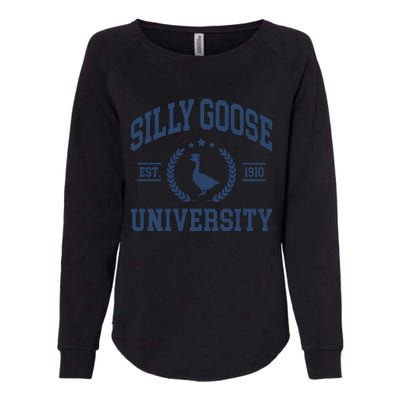 Silly Goose University Funny Goose On The Loose Funny Saying Womens California Wash Sweatshirt