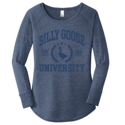 Silly Goose University Funny Goose On The Loose Funny Saying Women's Perfect Tri Tunic Long Sleeve Shirt