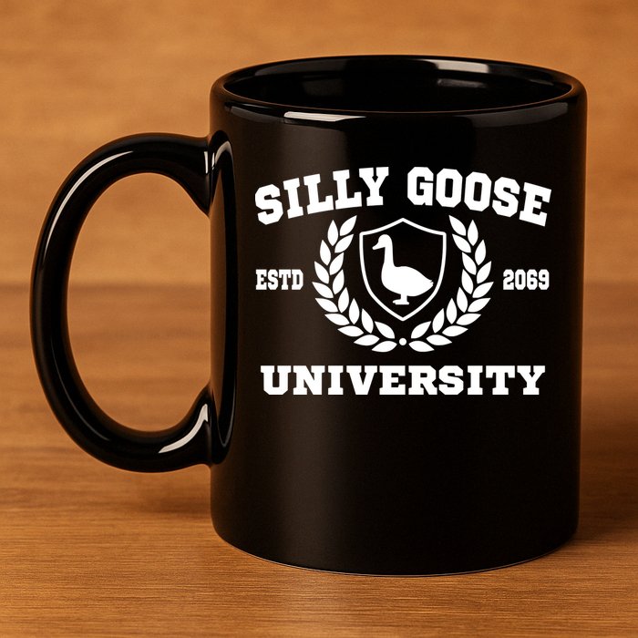 Silly Goose University Funny Meme School Bird 11oz C Handle Ceramic Mug