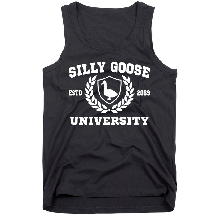 Silly Goose University Funny Meme School Bird Tank Top