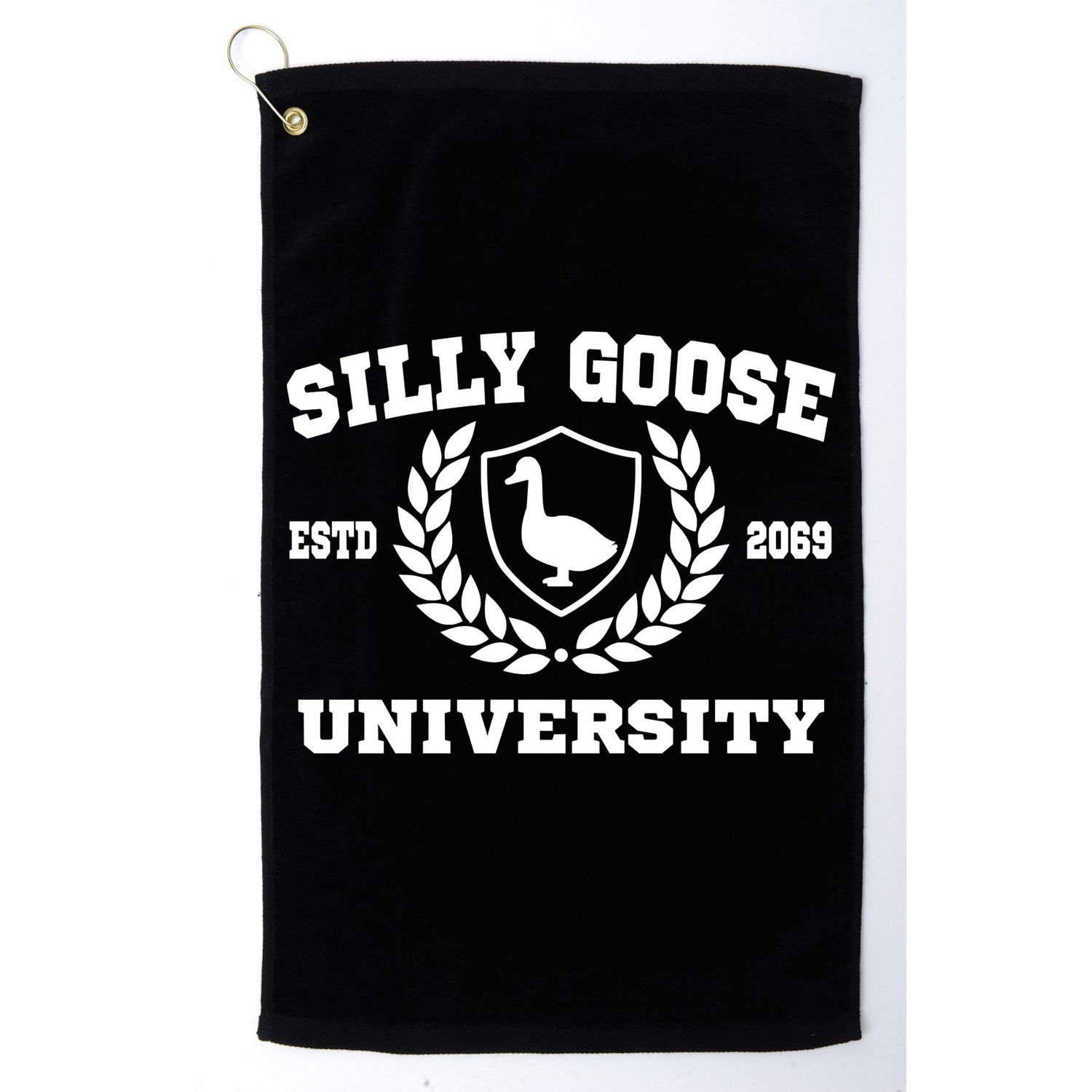 Silly Goose University Funny Meme School Bird Golf Towel