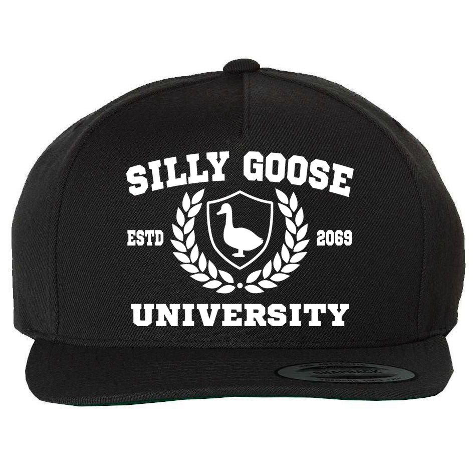 Silly Goose University Funny Meme School Bird Wool Snapback Cap