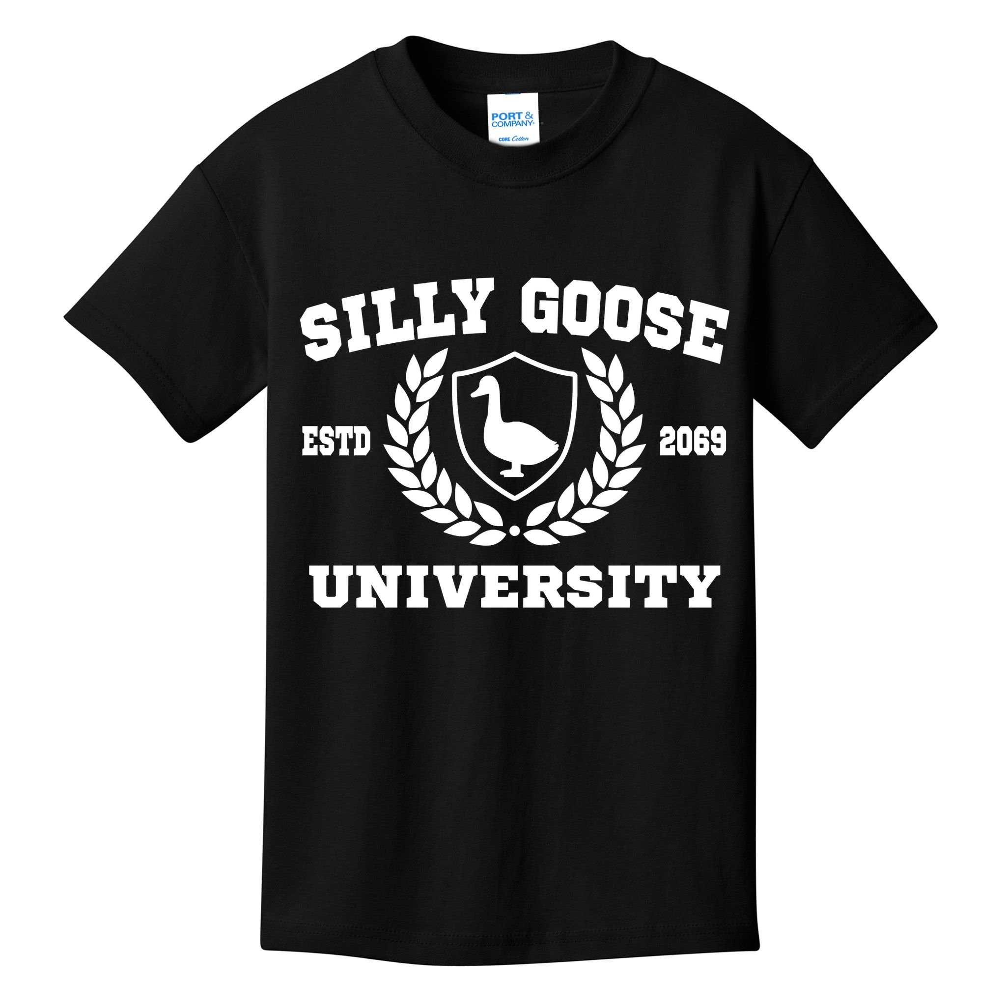 Silly Goose University Funny Meme School Bird Kids T-Shirt