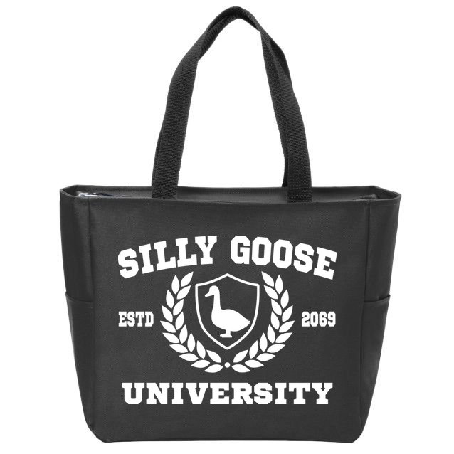 Silly Goose University Funny Meme School Bird Zip Tote Bag