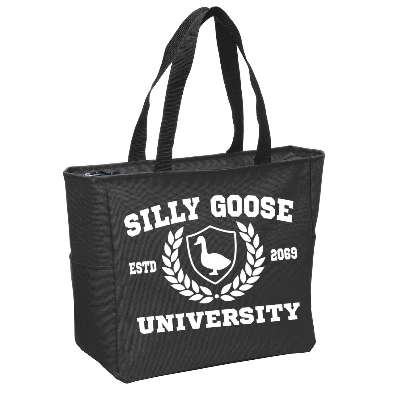 Silly Goose University Funny Meme School Bird Zip Tote Bag