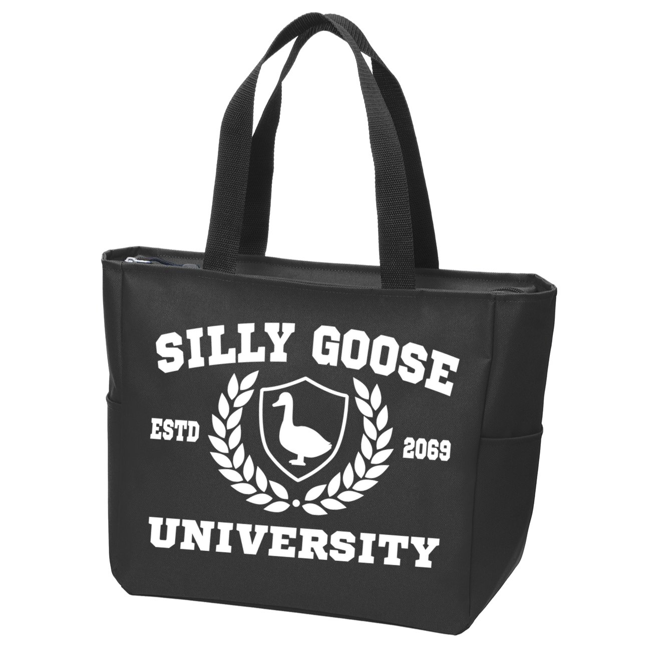 Silly Goose University Funny Meme School Bird Zip Tote Bag