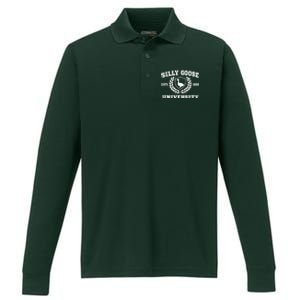 Silly Goose University Funny Meme School Bird Performance Long Sleeve Polo