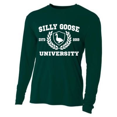 Silly Goose University Funny Meme School Bird Cooling Performance Long Sleeve Crew