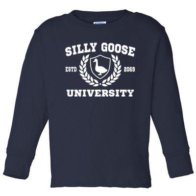 Silly Goose University Funny Meme School Bird Toddler Long Sleeve Shirt