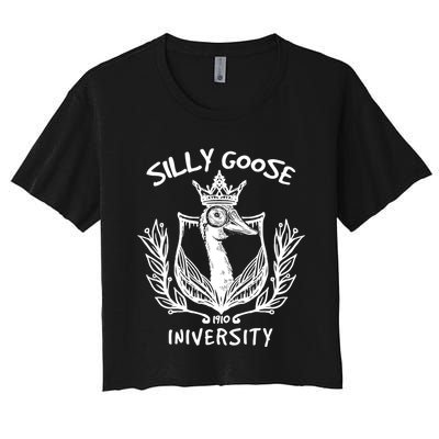 Silly Goose University Womens Silly Goose Meme Costume Women's Crop Top Tee