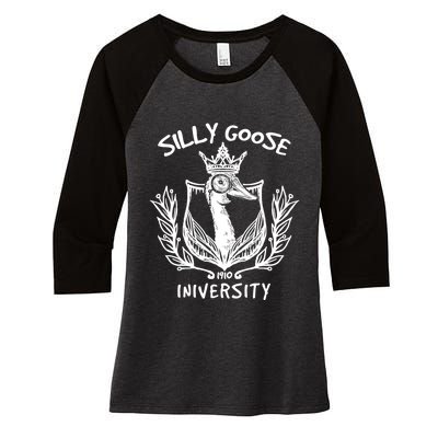 Silly Goose University Womens Silly Goose Meme Costume Women's Tri-Blend 3/4-Sleeve Raglan Shirt