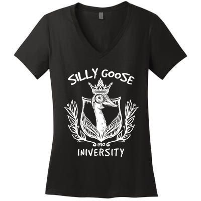 Silly Goose University Womens Silly Goose Meme Costume Women's V-Neck T-Shirt