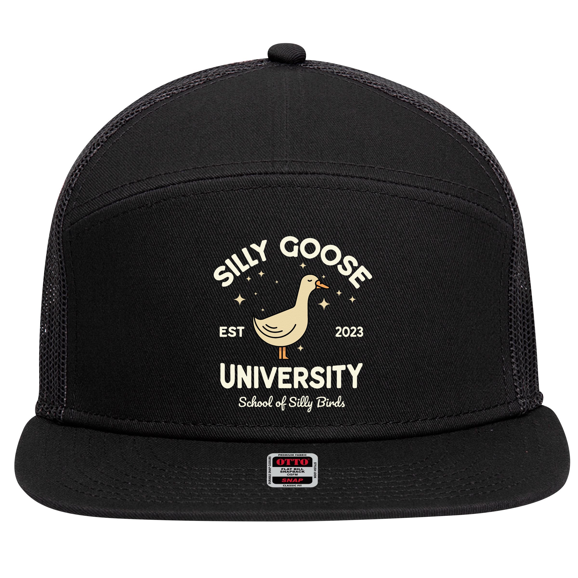 Silly Goose University School Of Silly Birds Sweatshirt 7 Panel Mesh Trucker Snapback Hat