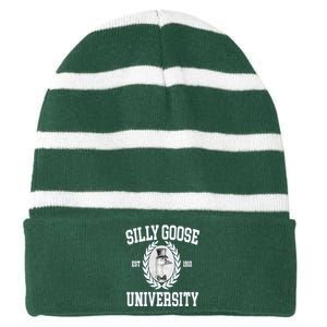 Silly Goose University Silly Goose Meme Costume Striped Beanie with Solid Band