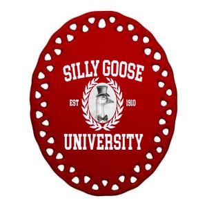 Silly Goose University Silly Goose Meme Costume Ceramic Oval Ornament