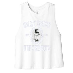 Silly Goose University Silly Goose Meme Costume Women's Racerback Cropped Tank