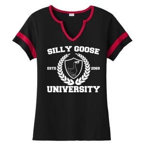 Silly Goose University Silly Goose Meme Funny Ladies Halftime Notch Neck Tee