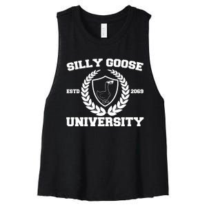 Silly Goose University Silly Goose Meme Funny Women's Racerback Cropped Tank