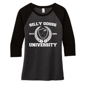 Silly Goose University Silly Goose Meme Funny Women's Tri-Blend 3/4-Sleeve Raglan Shirt