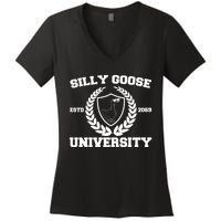 Silly Goose University Silly Goose Meme Funny Women's V-Neck T-Shirt