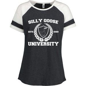 Silly Goose University Silly Goose Meme Funny Enza Ladies Jersey Colorblock Tee