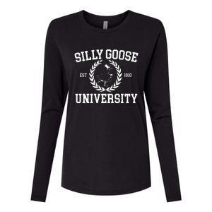 Silly Goose University Silly Goose Meme Costume Womens Cotton Relaxed Long Sleeve T-Shirt