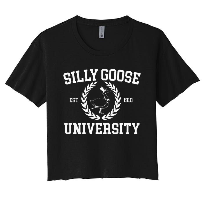 Silly Goose University Silly Goose Meme Costume Women's Crop Top Tee