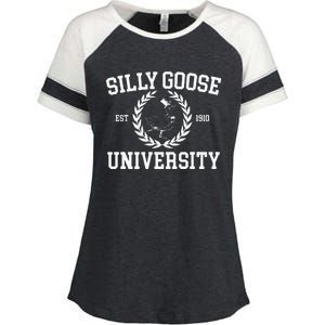 Silly Goose University Silly Goose Meme Costume Enza Ladies Jersey Colorblock Tee