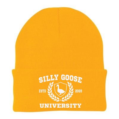 Silly Goose University Funny Meme School Bird Knit Cap Winter Beanie