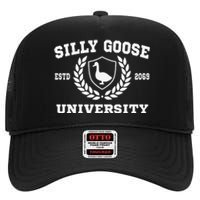 Silly Goose University Funny Meme School Bird High Crown Mesh Back Trucker Hat