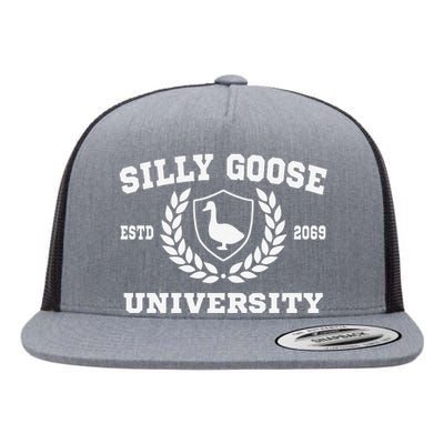 Silly Goose University Funny Meme School Bird Flat Bill Trucker Hat