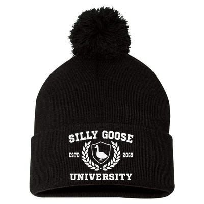 Silly Goose University Funny Meme School Bird Pom Pom 12in Knit Beanie