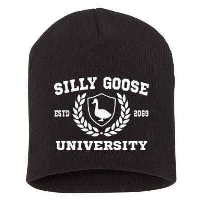 Silly Goose University Funny Meme School Bird Short Acrylic Beanie