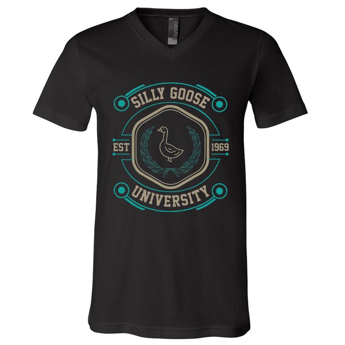 Silly Goose University Silly Goose Meme V-Neck T-Shirt