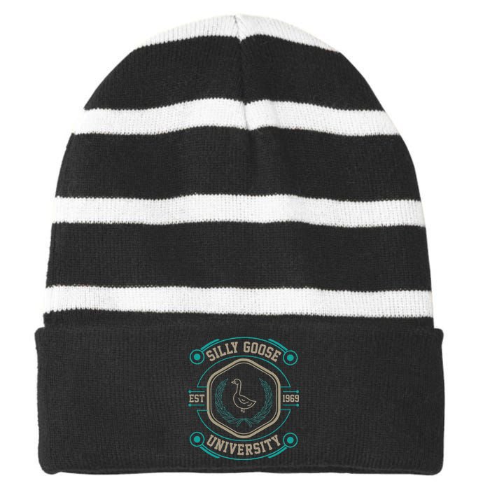 Silly Goose University Silly Goose Meme Striped Beanie with Solid Band