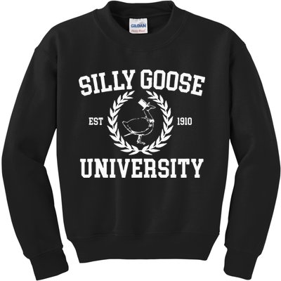 Silly Goose University Silly Goose Meme Kids Sweatshirt