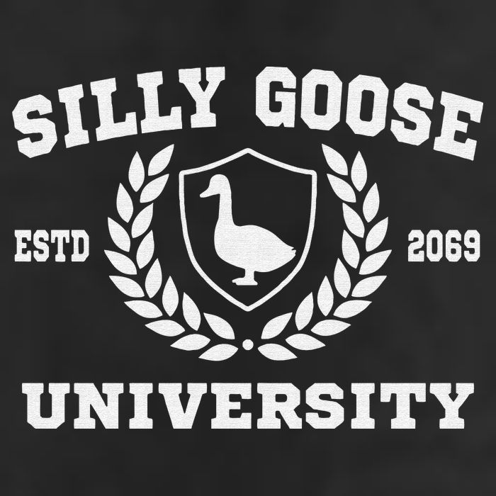 Silly Goose University Funny Meme School Bird Sweatshirt 7 Panel Mesh Trucker Snapback Hat