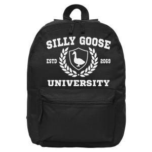 Silly Goose University Funny Meme School Bird Sweatshirt 16 in Basic Backpack